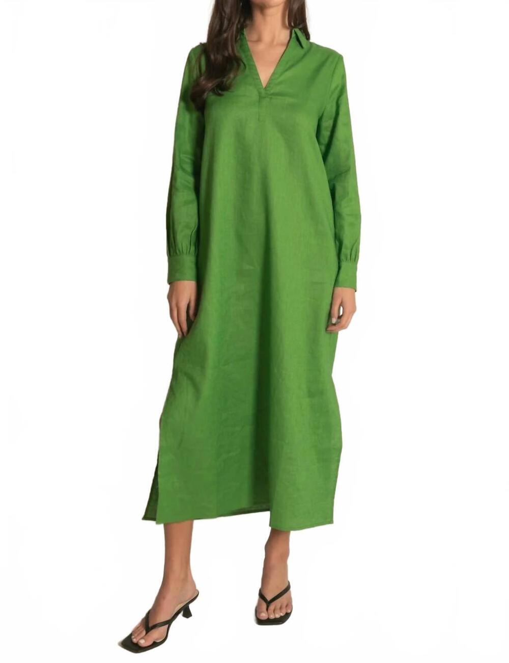 NEW BEFORE YOU be mine linen midi dress in grass green